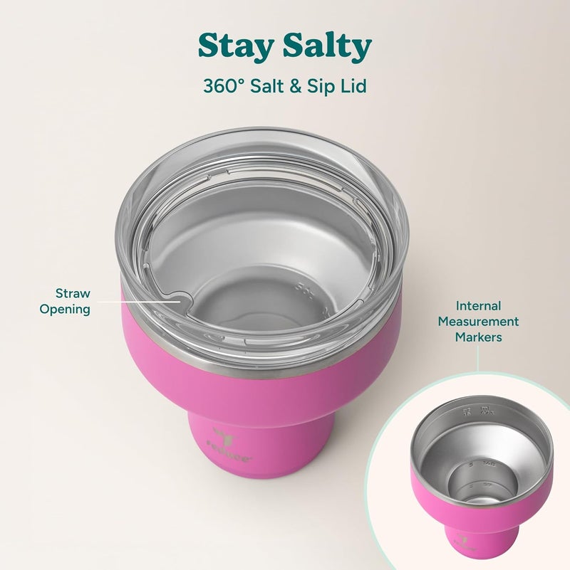 Global production standard crafted REDUCE Saltini 16oz Cocktail Tumbler - Insulated Margarita Tumbler with Lid-Keeps Drinks Cold for 10 Hours-360 Sippable Martini Glass Alternative-Shatterproof Perfect for Parties-Sunset Fuchsia-4 Pack Anti slip - Image 4