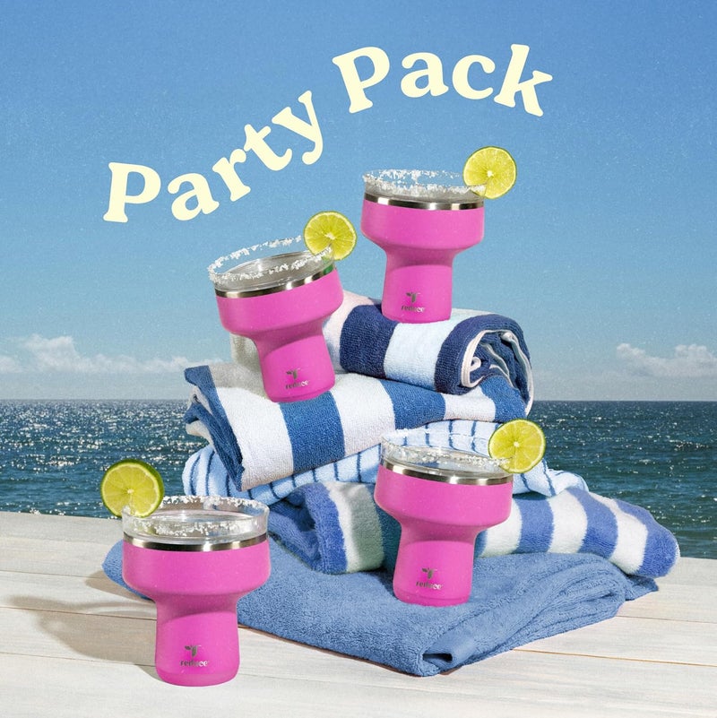 Global production standard crafted REDUCE Saltini 16oz Cocktail Tumbler - Insulated Margarita Tumbler with Lid-Keeps Drinks Cold for 10 Hours-360 Sippable Martini Glass Alternative-Shatterproof Perfect for Parties-Sunset Fuchsia-4 Pack Anti slip - Image 5