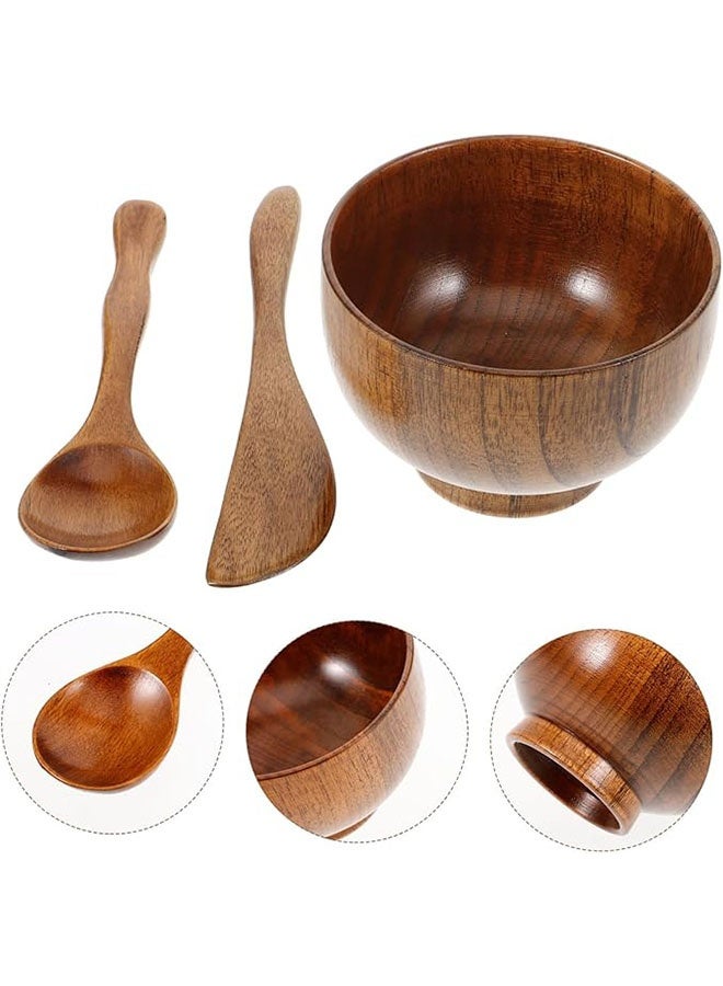 3 Pcs Skin Care Beauty Tool Set with Wooden Mask Bowl, Brush and Spoon, DIY Facial Kit for Women Mask, DIY Skincare Products for Home, Salon - Image 2