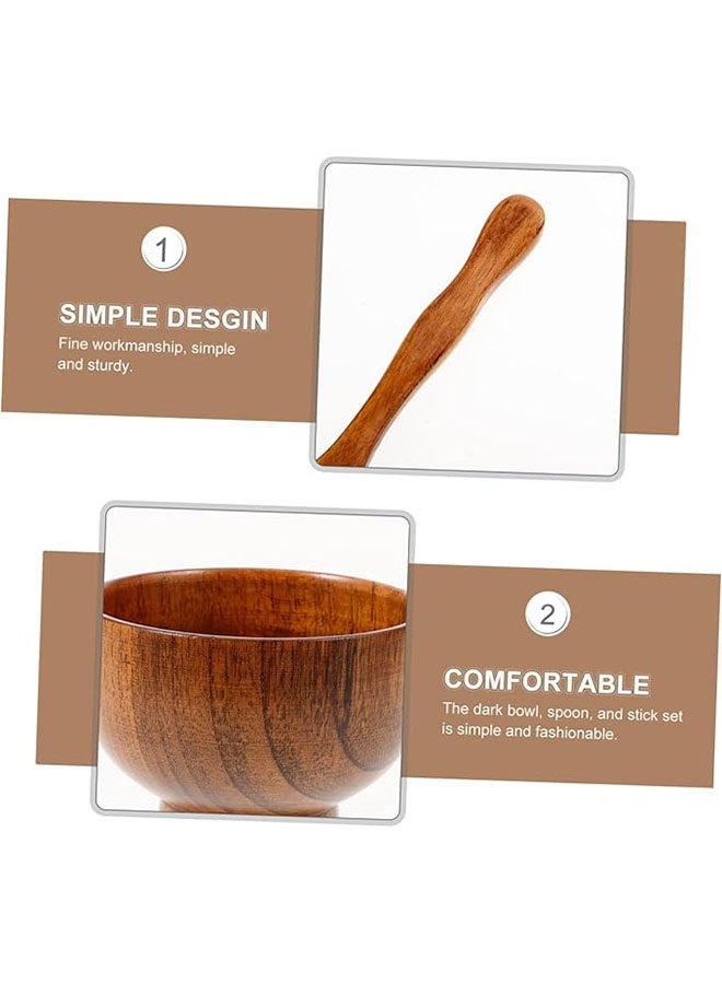 3 Pcs Skin Care Beauty Tool Set with Wooden Mask Bowl, Brush and Spoon, DIY Facial Kit for Women Mask, DIY Skincare Products for Home, Salon - Image 3