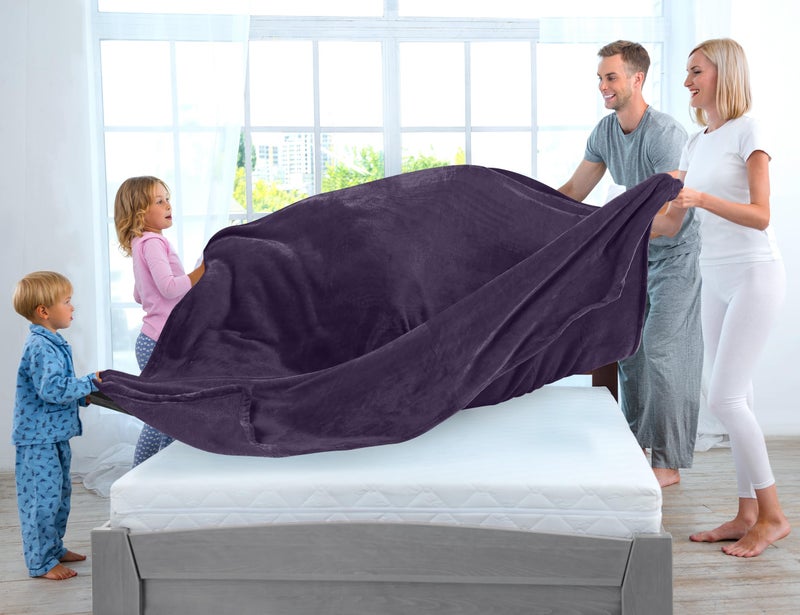 Utopia Bedding Fleece Blanket King Size Purple 300GSM Luxury Anti-Static Fuzzy Soft Microfiber Bed Blanket (90x102 Inch) - Image 3