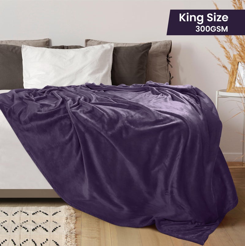 Utopia Bedding Fleece Blanket King Size Purple 300GSM Luxury Anti-Static Fuzzy Soft Microfiber Bed Blanket (90x102 Inch) - Image 2