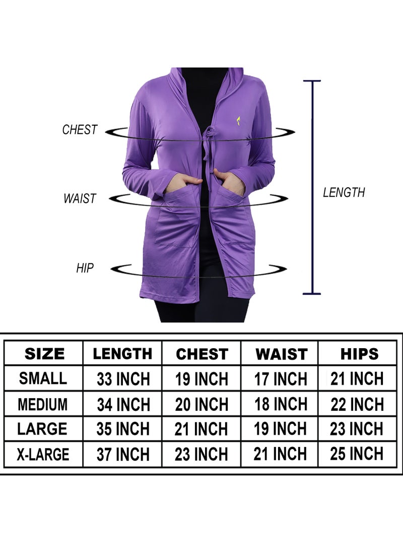 FLUSH - Women's Lightweight Full Sleeves Front Open Cardigans, Swimwear Coverup - Bathing Suit Cover up For Beach, Pool - Yoga Shirt With Pockets - Image 1