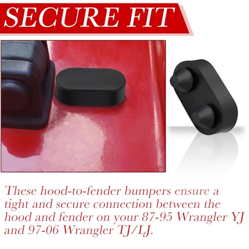 LhyBtm Hood to Fender Grommets Hood Latches to Fender Bumpers Stop Compatible with 1987-2006 Jeep Wrangler YJ/TJ Replaces Part Number: 4007541 / J4007541 / D4103 / 12031.02 - Image 4