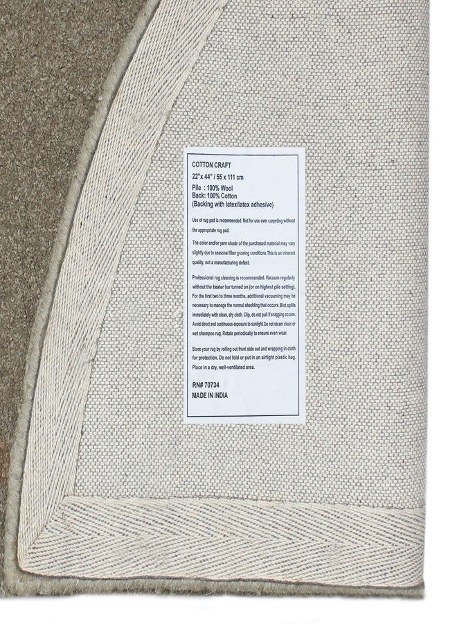 COTTON CRAFT Pure Wool Fireplace Rug - Half Moon Hearth Area Rug Carpet - Fire Resistant Hand-Tufted Fireplace Mat - Entryway Cabin Kitchen Anti Fatigue Half Round Accent Rug - 22 X 44 - Natural Tan - Image 3
