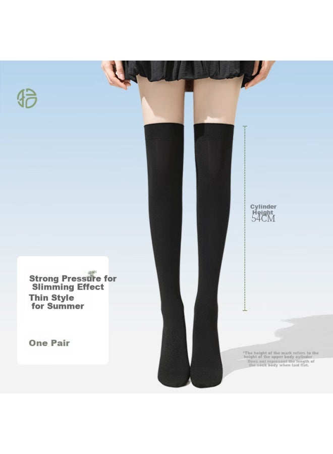 Picking up socks Sock Diary Thin Pressure Over-The-Knee Socks Women Summer Slim Leg Jk Socks Anti-Slip Sunscreen Cool Feeling Long Tube Socks Female Black High Tube Socks - Image 2