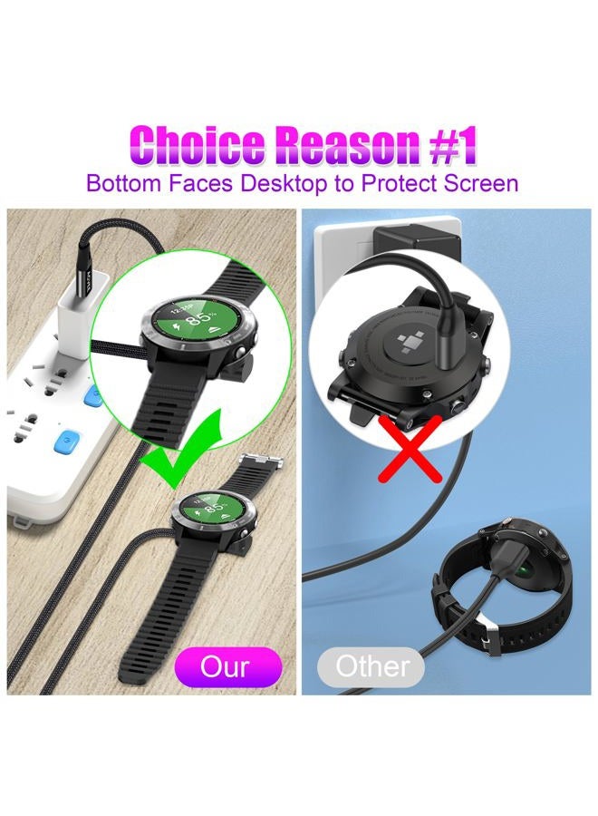 AGVEE 2 Pack 3.3ft Charger for Garmin Watch USB C, L-Shape Charging Cable for Fenix, Forerunner, Vivoactive, Instinct, Venu, Tactix, Approach, D2, Quatix Series, Right Angle Braided, Black - Image 2