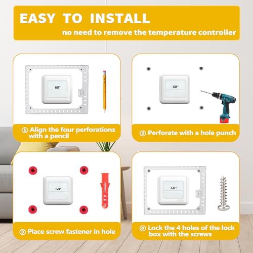 TRJ Large Thermostat Lock Box with Key, Clear Thermostat Cover with Lock for Thermostat on Wall, Lockable Thermostat Lock Box Cover, AC Lock Box Cover with Key Fit Thermostats 4" H x 6" W or Smaller - Image 4