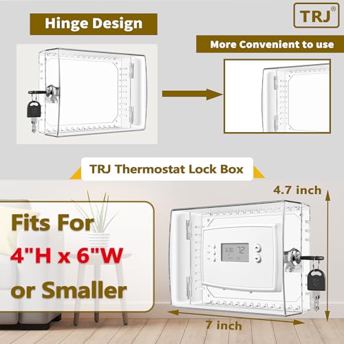 TRJ Large Thermostat Lock Box with Key, Clear Thermostat Cover with Lock for Thermostat on Wall, Lockable Thermostat Lock Box Cover, AC Lock Box Cover with Key Fit Thermostats 4" H x 6" W or Smaller - Image 2