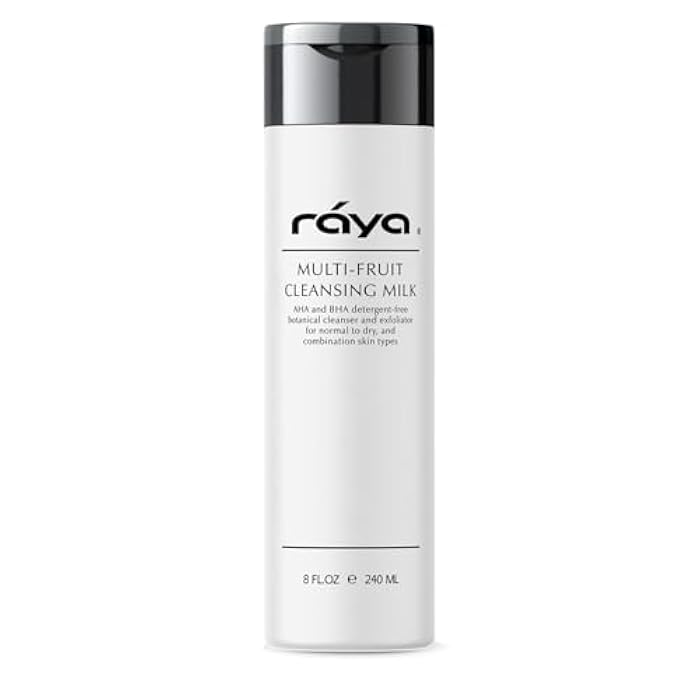 Raya Multi-Fruit Facial Cleansing Milk with AHA and BHA 8 oz (G-154) | Exfoliating Soap-Free Cleanser and Make-Up Remover for Dry and Combo Skin | Made with Multi-Fruit Alpha and Beta Hydroxy Acids - Image 1