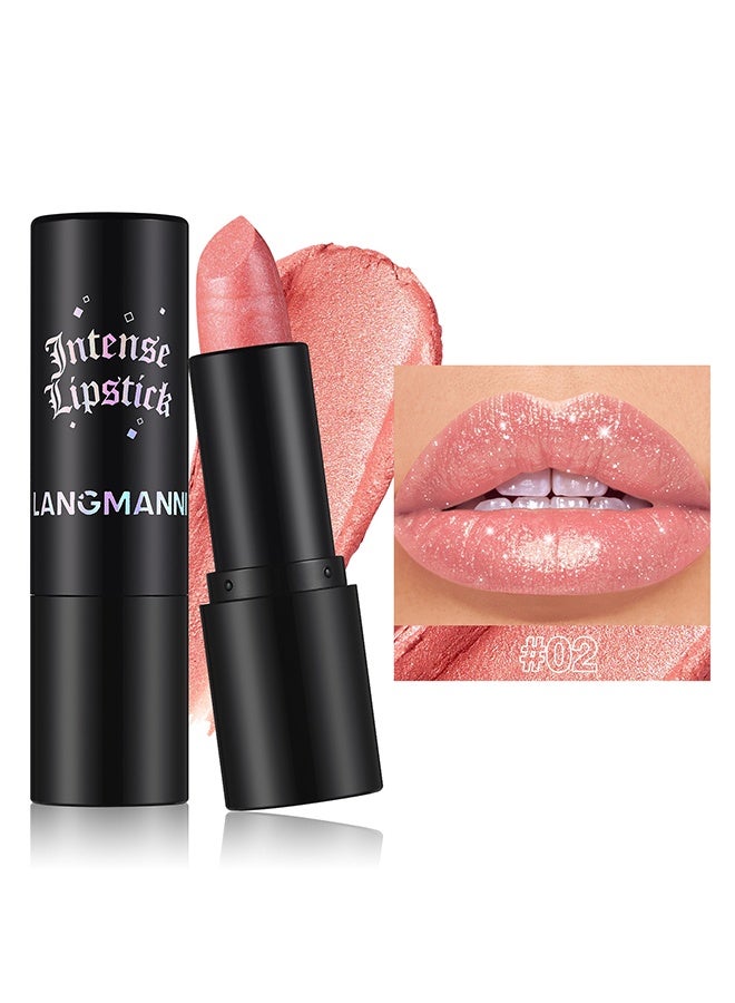 LANGMANNI Glitter Metallic Shimmer Lipstick Moisturizing Creamy Texture High Pigment Sparkling Party Daily Lip Makeup Cosmetic,4g‑#02 - Image 1