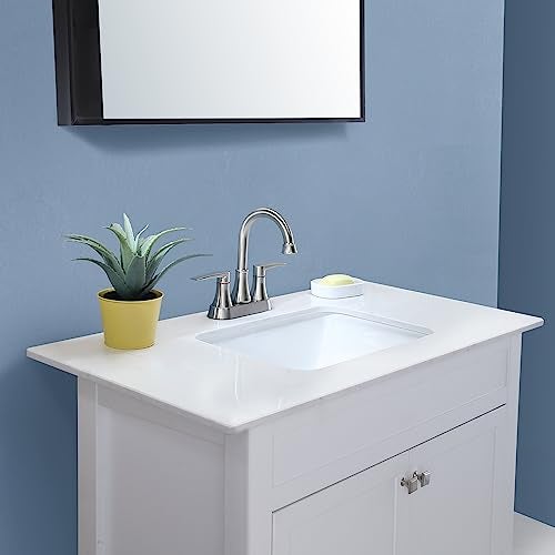 VALISY Brushed Nickel Bathroom Faucet, 2-Handle Lead-Free 360° Swivel High-Arc Spout 4 Inch Centerset Bath Lavatory Vanity Sink Faucets Set for Sinks with Drain & Water Hoses, VABM80008L - Image 4