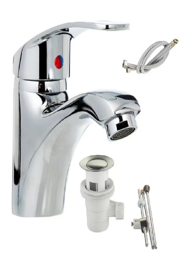 Single Lever Chrome Finished Brass Basin Washbasin Faucet Mixer Valve for Wash Basin  - Image 1