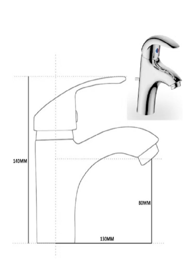 Single Lever Chrome Finished Brass Basin Washbasin Faucet Mixer Valve for Wash Basin  - Image 2