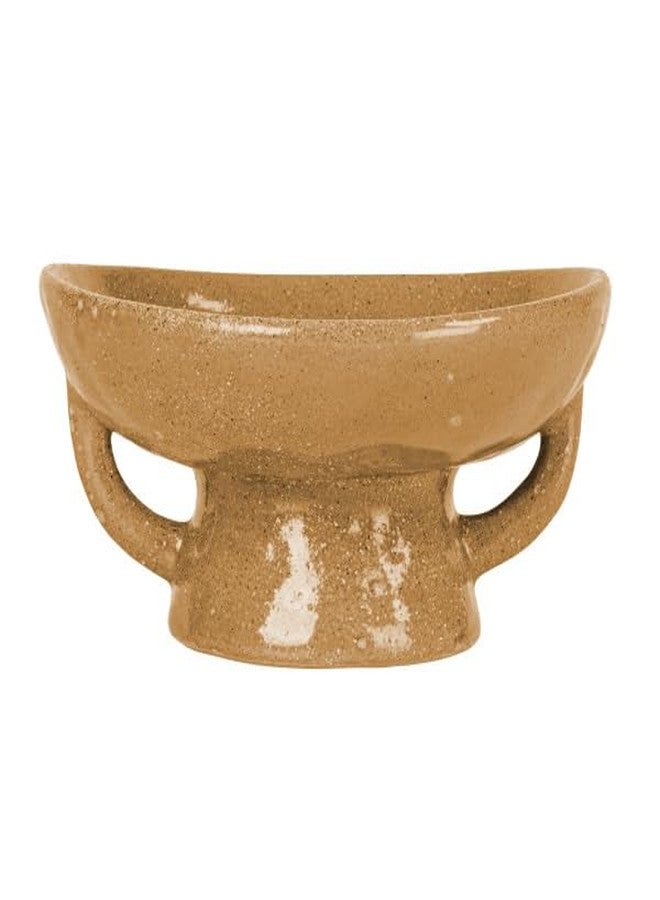 Creative Co-Op Stoneware Footed Pedestal/Bowl with Handles, Reactive Glaze, Taupe - Image 3