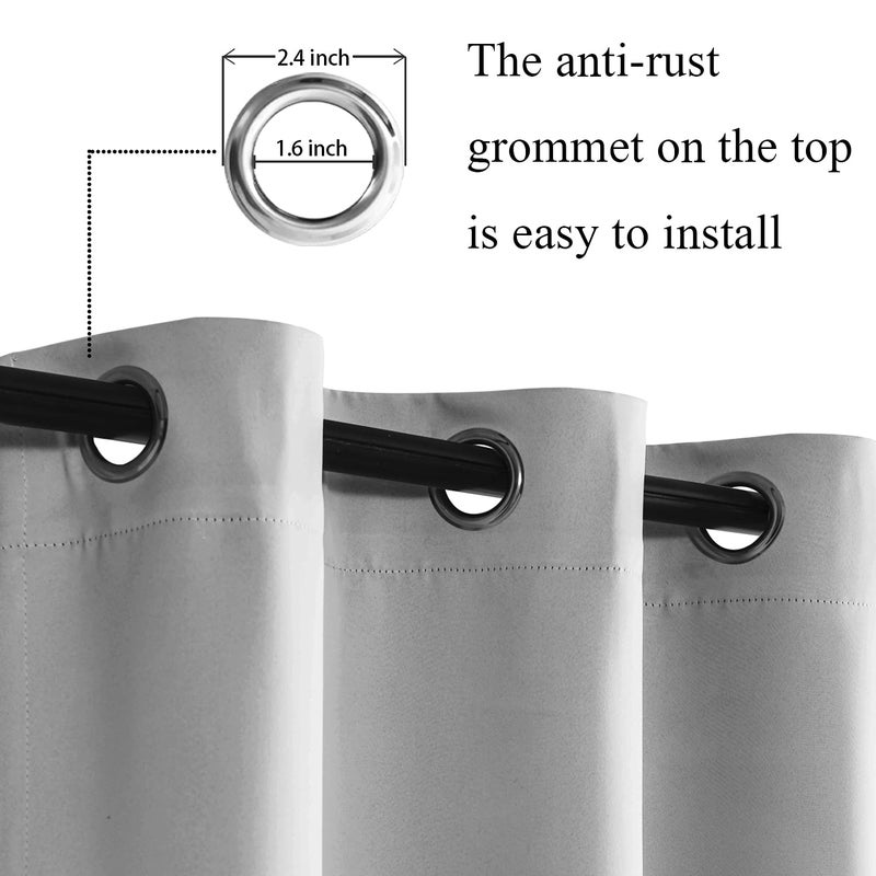 JIUZHEN Blackout Curtains with Tiebacks - Thermal Insulated  Light Blocking and Noise Reducing Grommet Curtain Drapes for Bedroom and Living Room  Set of 2 Panels  Silver Grey  42 x 84 Inch Length - Image 2