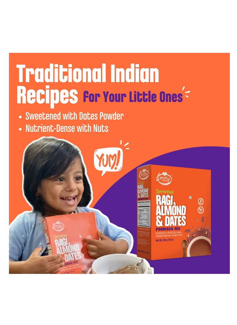 early FOODS Sprouted Ragi Almond and Date Porridge Mix 200g Cereals For Kids  - Image 3
