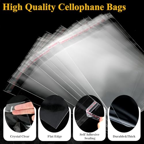 Miraclekoo 200Pcs 4-1/2 x 6-1/2 Inch Resealable Cello Cellophane Bags,Thick Clear Plastic Sleeves - Fit A4 Envelope 4X6 Cards Postcards Prints Photos Treats Cookie Candy - Image 5