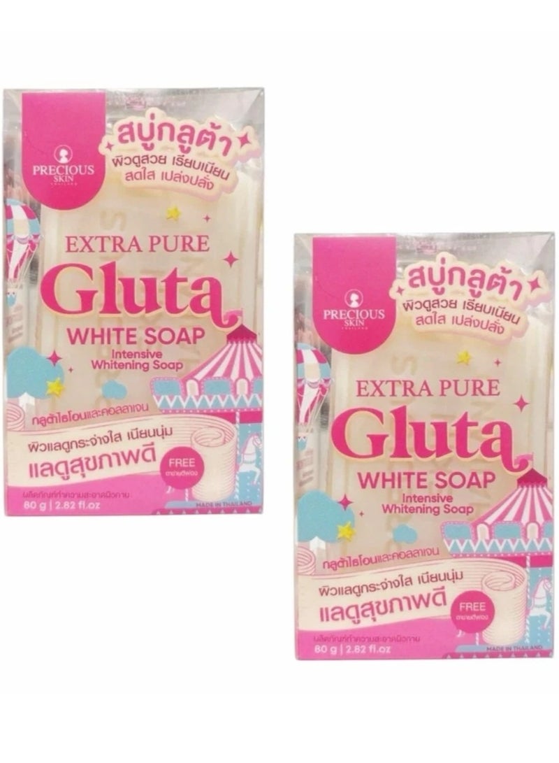 بريشيس سكين صابون تبييض مكثف غني بخلاصة الجلوتا وايت النقي للغاية من بريشوس سكين، 80 جم/2 قطعة - Image 1