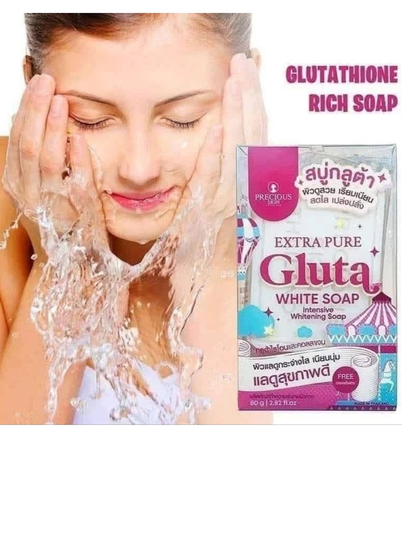 بريشيس سكين صابون تبييض مكثف غني بخلاصة الجلوتا وايت النقي للغاية من بريشوس سكين، 80 جم/2 قطعة - Image 2