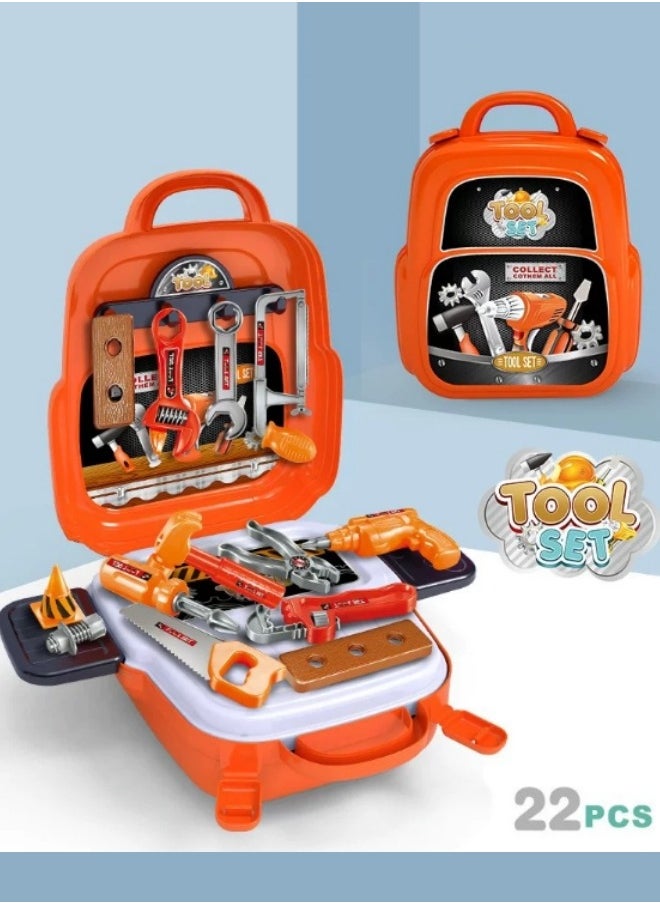 Kids Tool Set Children's Backpack Toys Disassembly And Repair Toys Repair Tool Toy Set Pretend House Toys Suitable For Boys And Girls Gifts Various Tools 22pcs (Orange)  - Image 3