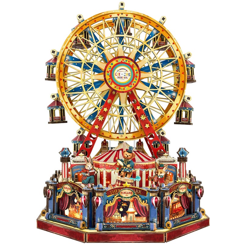 Miggley DIY Miniature House Kit Book Nook Mini House Bookshelf Decor 3D Wooden Puzzle for Adults Birthday Gift for Family Friends Century Ferris Wheel - Image 3