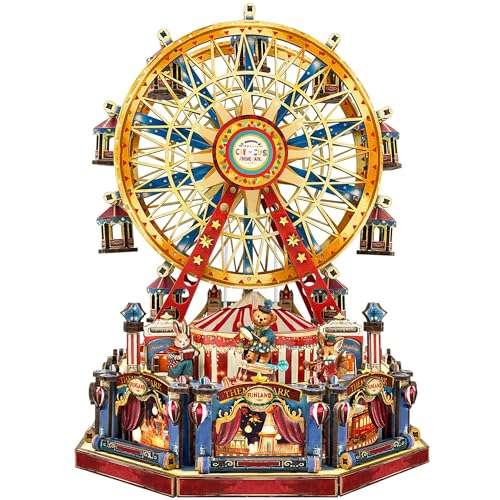 Miggley DIY Miniature House Kit Book Nook Mini House Bookshelf Decor 3D Wooden Puzzle for Adults Birthday Gift for Family Friends Century Ferris Wheel - Image 1