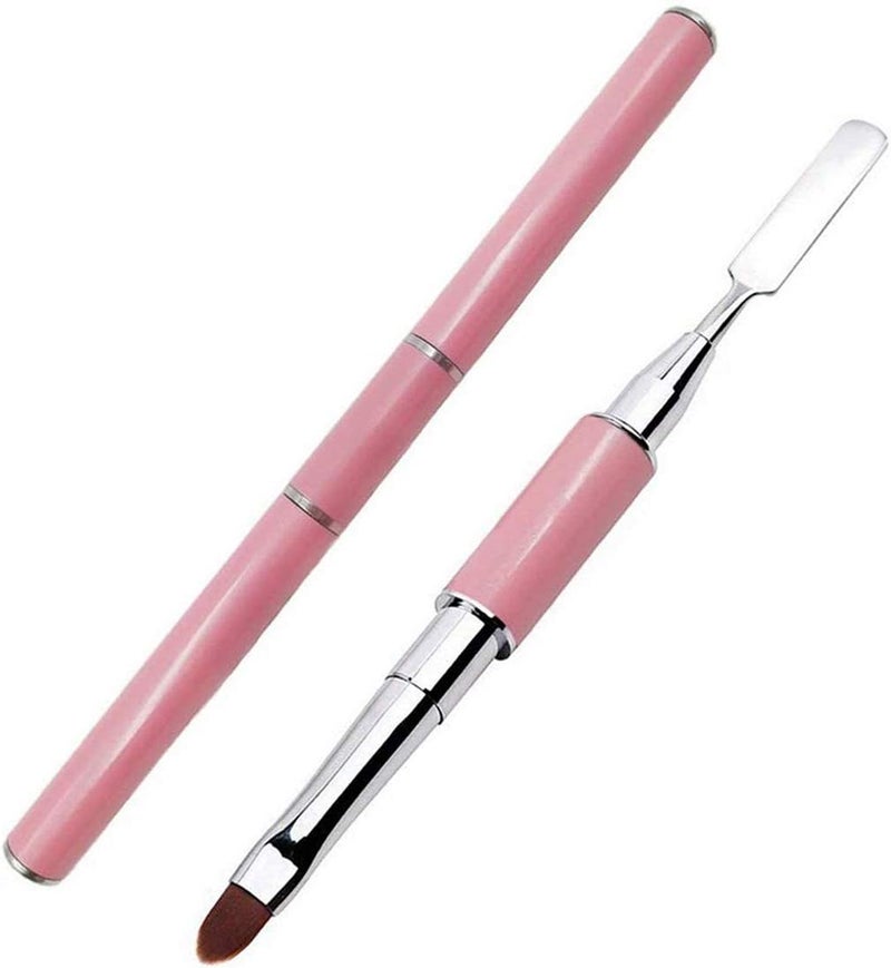 2 in 1 Polygel Nail BrushesDualEnded Polygel Brush Picker Brush toolStainless Steel 2 in 1 DesignsPolygel Nail Brushes Gel Nail Tool for DIY Gel Nails Extension ToolsPink