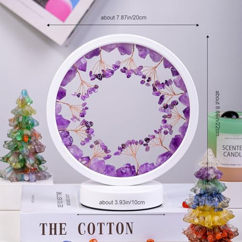 Runyangshi Crystal Night Lamp Natural Citrine Crystals Small Tree Bedside Ambient Lamp USB Port 3 Colours Adjustable Lamp Suitable Night Light for Living Room Bedroom Office Home Decor Gift - Image 3