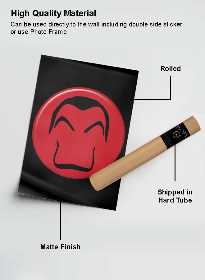 LOWHA Poster Painting Art With Four Separate Pieces Of Double-Sided Stickers Money Heist Mask Icon For Home Bedroom Living Room And Office Decor - Image 2
