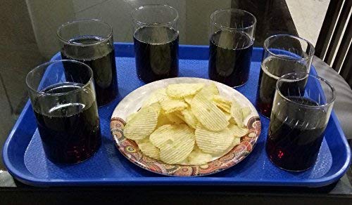Urmila Plastic® Serving Tray Platter Rectangular Shape Plastic Trays for Drink Breakfast Tea Dinner Coffee Salad Food for Dinning Table Home Kitchen 11x14 Inches Blue - Image 5