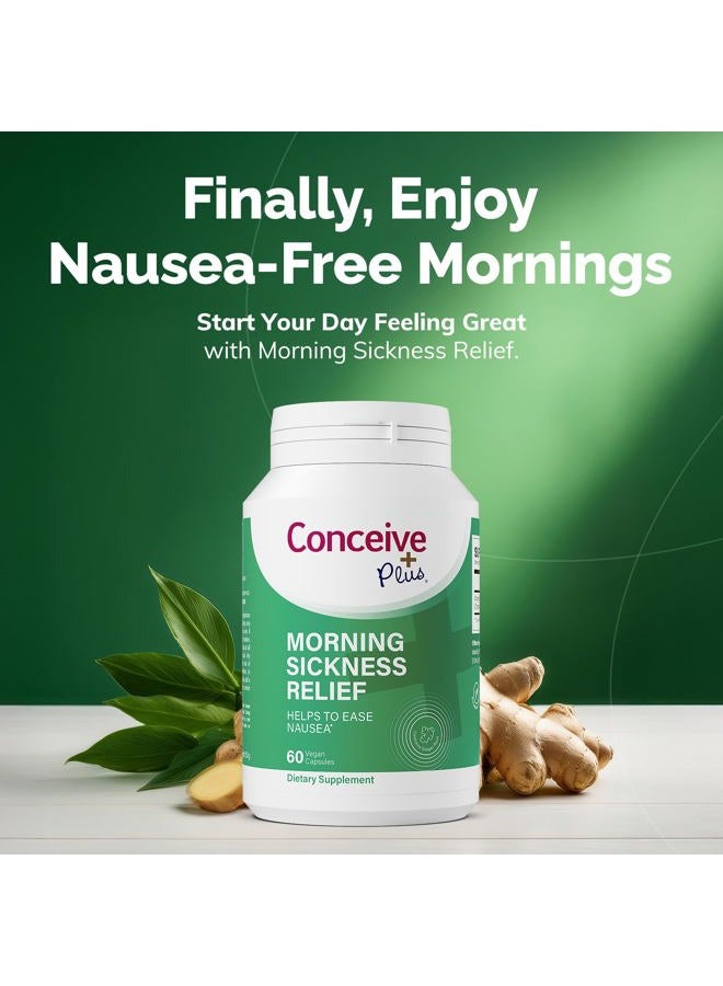 Conceive Plus تخفيف غثيان الصباح - مسحوق الزنجبيل المجفف النقي - تخفيف من الغثيان، دوار الحركة وعدم الراحة في المعدة أثناء الحمل - ضروري للأمهات الحوامل - غير معدّل وراثيًا - 60 كبسولة نباتية - Image 2