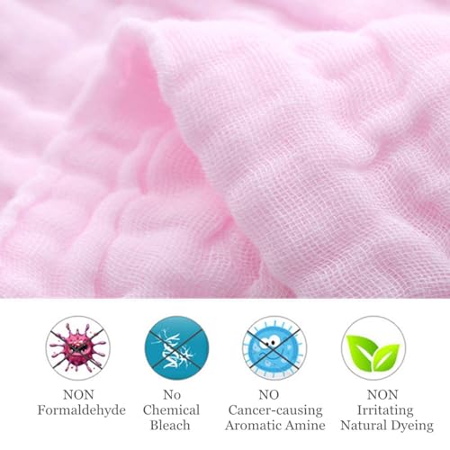 JUST GOODS Organic Muslin Baby Washcloths – Soft & Absorbent Natural Cotton Wipes for Sensitive Skin, Perfect for Baby Care & Showers 【30x30 cm】 (10) - Image 5