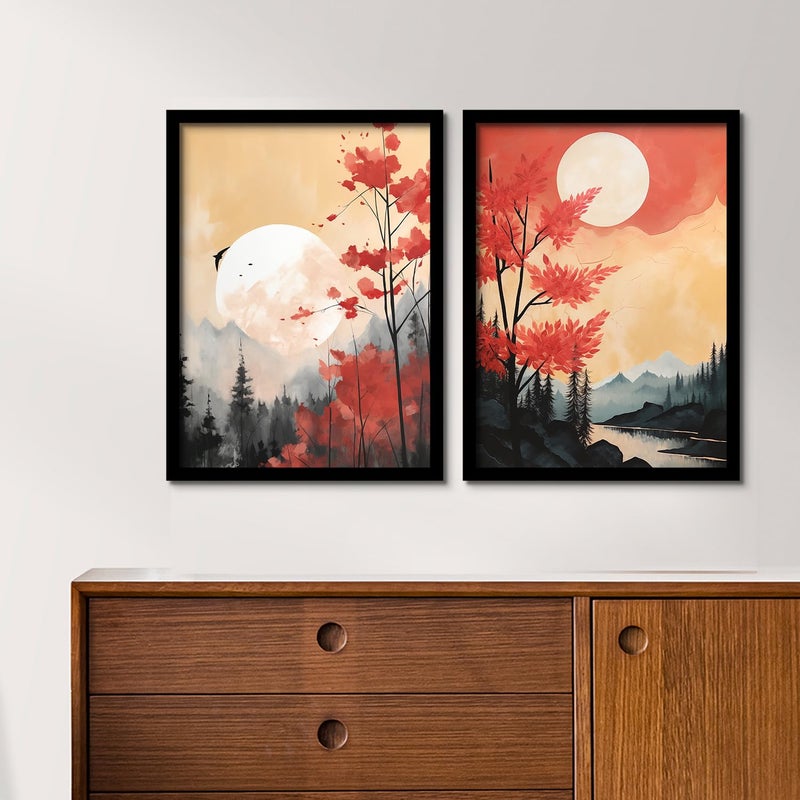ARTELLY Decorative Wall Paintings For Living Room Bedroom Home Paintings For Wall Decoration Aesthetic Poster Frames For Bedroom Wall Decor items Set of 2 Medium Modern Art 9