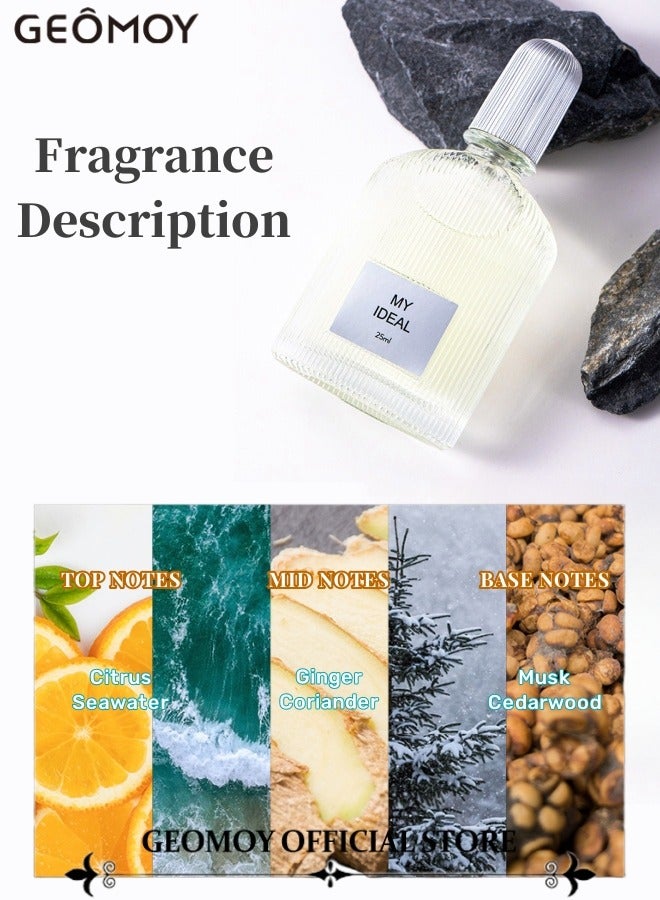 Geomoy Men's Perfume Fresh Long-lasting Fragrance Natural Woody Eau De Toilette Cologne 25ml 0.88oz - Image 4