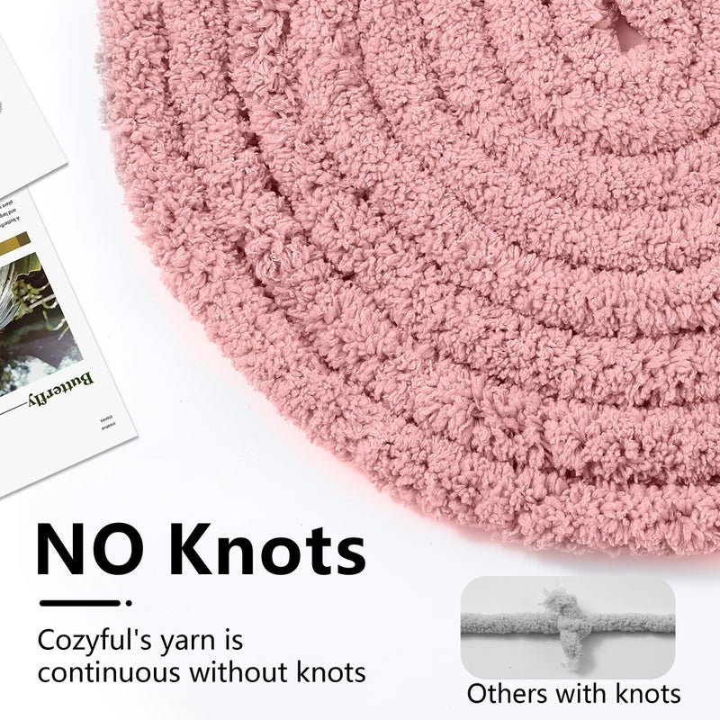 Cozyful Chunky Yarn for Hand Knitting - #10 Chunky Chenille Yarn, Jumbo Big Thick Chunky Yarns for Crocheting, Super Bulky Chunky Knit Blanket Yarns, 8 Skein (25 yds 8 oz Each Skein), Dusty Pink - Image 4