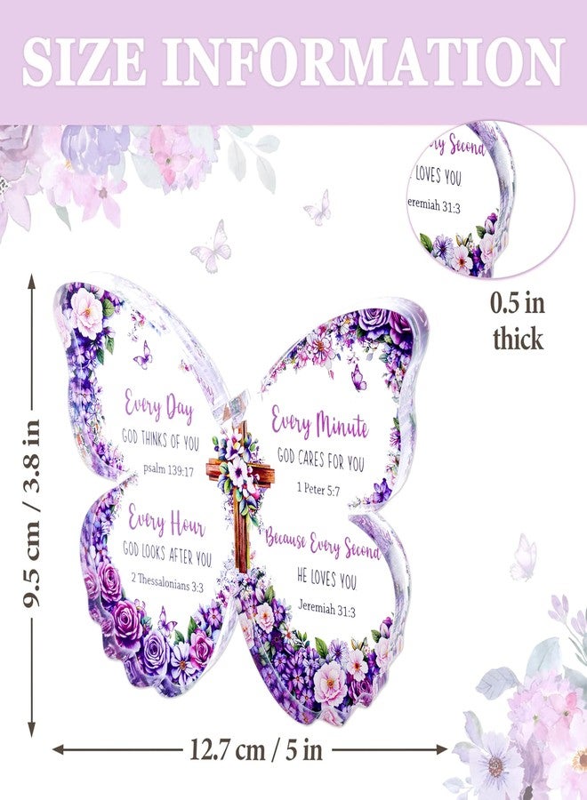 MAILAMCRAFT Christian Gifts for Women Faith, Purple Butterfly Acrylic Plaque Sign with Bible Verse, Gifts for Christians Women on Mothers Day Birthday, You are Loved Present Inspirational Desk Decor - Image 2