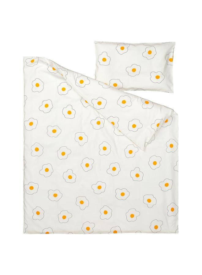 erorex 3-piece bedlinen set for cot, flower white/yellow, 60x120 cm  - Image 2
