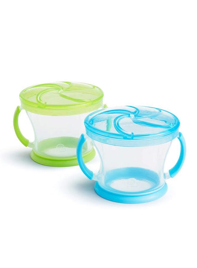 Munchkin ® Snack Catcher® Toddler Snack Cups, 2 Pack, Blue/Green - Image 1