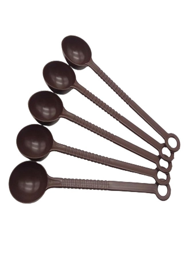 LJJCSFF 5PCS 10 Gram Measure Spoon Coffee Bean Scoop Long Plastic Tablespoon Honey Teaspoons Measuring Plastic Scooper for Tea Powder Brwon - Image 1