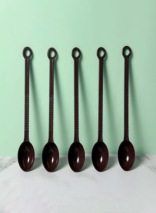LJJCSFF 5PCS 10 Gram Measure Spoon Coffee Bean Scoop Long Plastic Tablespoon Honey Teaspoons Measuring Plastic Scooper for Tea Powder Brwon - Image 4