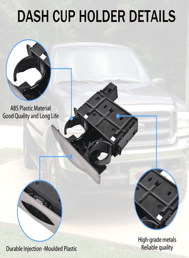 EKLN Dash Dashboard Cup Holder Compatible with 1999-2004 Ford F250 F350 F450 F550 Super Duty Excursion Replaces# YC3Z-2513560-CAD YC3Z2513560CAD Graphite Gray - Image 2