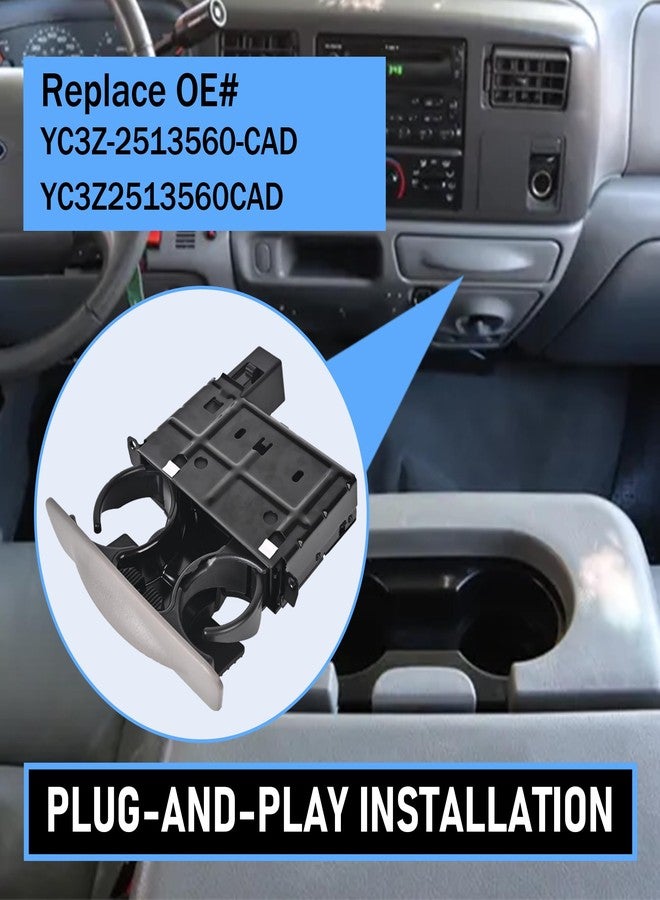 EKLN Dash Dashboard Cup Holder Compatible with 1999-2004 Ford F250 F350 F450 F550 Super Duty Excursion Replaces# YC3Z-2513560-CAD YC3Z2513560CAD Graphite Gray - Image 4