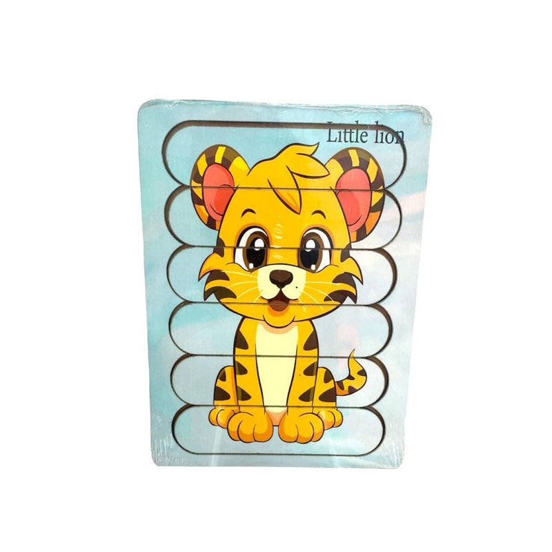 بازل شرائح لتكوين صورة شكل شبل، أزرق أصفر - R7-3-D - Image 2