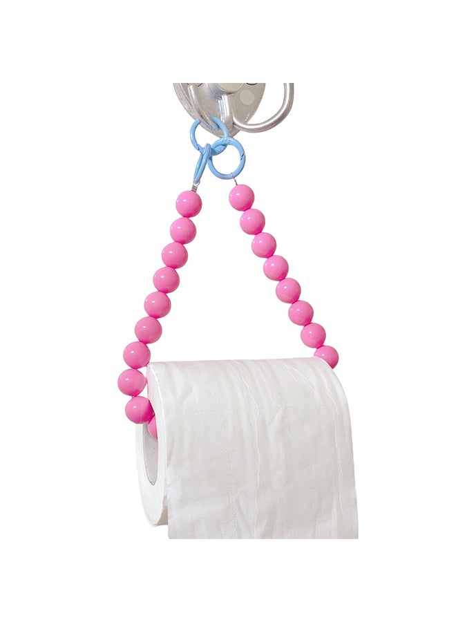 Dopamine Pearl Toilet Paper Holder Wall Mounted – No-Drill PET Bathroom Tissue Holder, Creative Roll Paper Storage Rack for Restroom & Washroom Decor (Pink) - Image 1