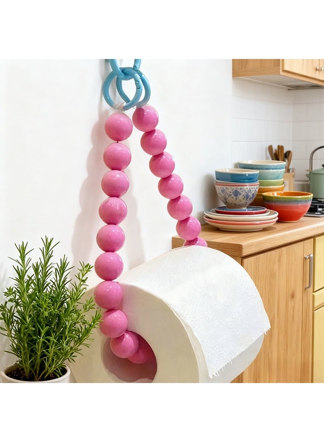Dopamine Pearl Toilet Paper Holder Wall Mounted – No-Drill PET Bathroom Tissue Holder, Creative Roll Paper Storage Rack for Restroom & Washroom Decor (Pink) - Image 2