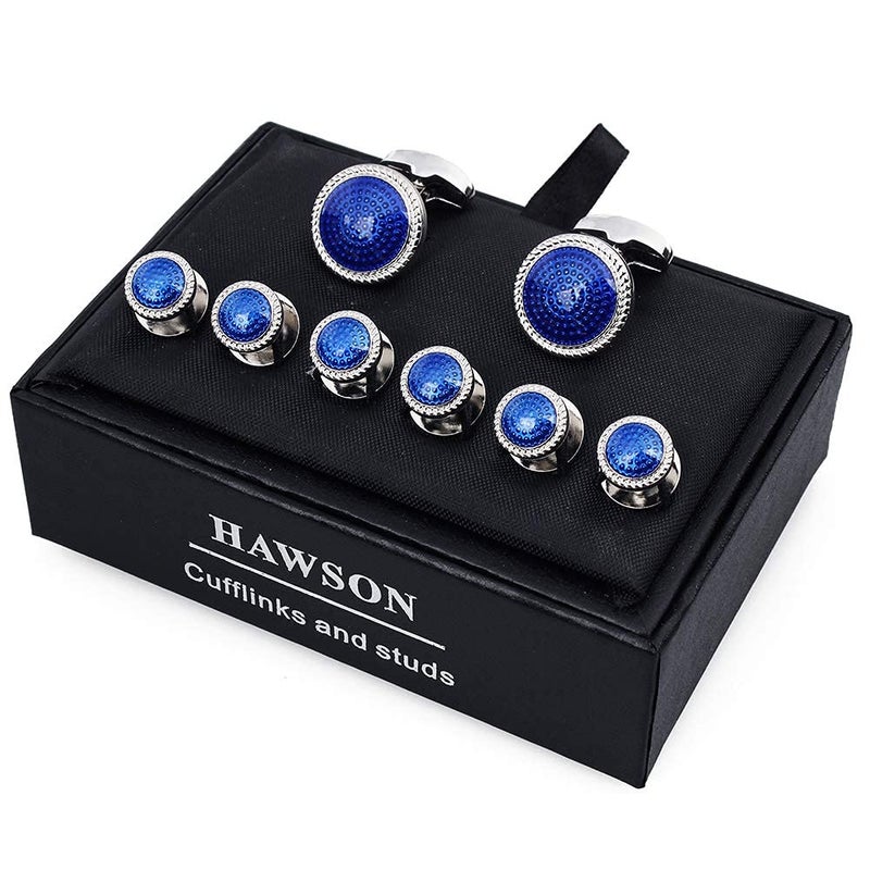 HAWSON Mens Cufflinks and Tuxedo Studs Set in Gift Box, Easy to Wear, Gifts or Jewelry for Men, Wedding Accessories, Designed by HAWSON. - Image 5