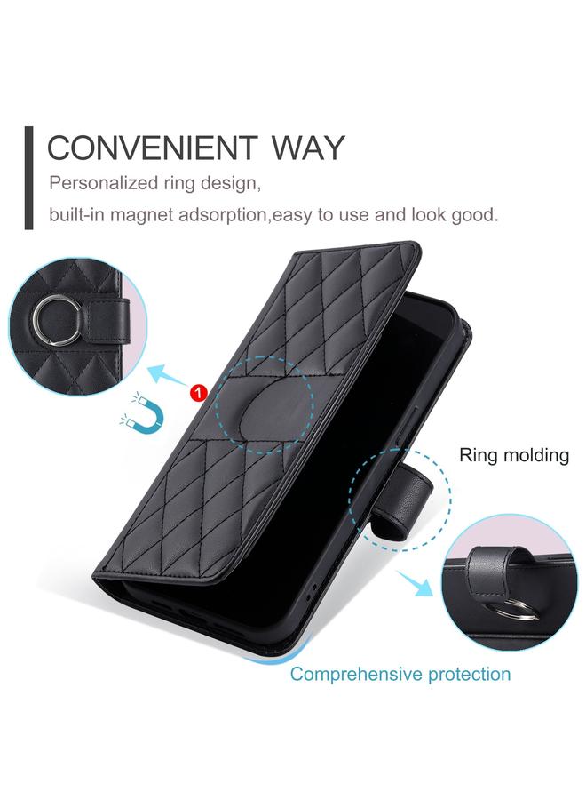 اس-توب جراب لهاتف OPPO Reno11 5G Global Ring Buckle Rhombic Leather - Image 5