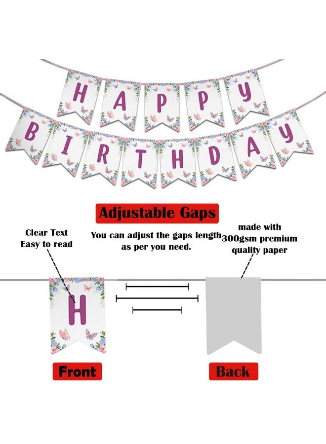 Party Propz Party Propz Butterfly Theme Birthday Decorations - 70 Pcs Happy Birthday Decoration Kit for Girls, Butterfly Decorations For Girls, Foil, Metallic Balloons For Decoration - Image 4