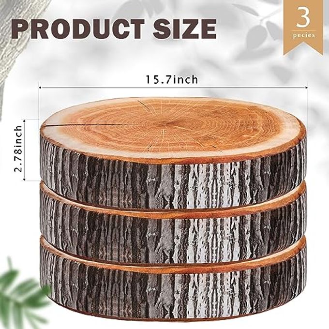 Coume 3 Pcs Wood Slice Pillow Round Floor Cushion 3D Digital Throw Pillow Decorative Tree Ring Soft Circle Seating for Kids Chair Home Couch Sofa Bedroom Decor(Emulation) - Image 5
